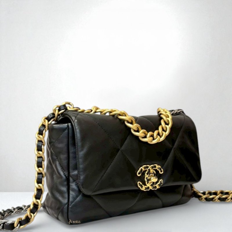 Chanel包包 黑金羊皮19系列小號手提斜背包AS1160-2