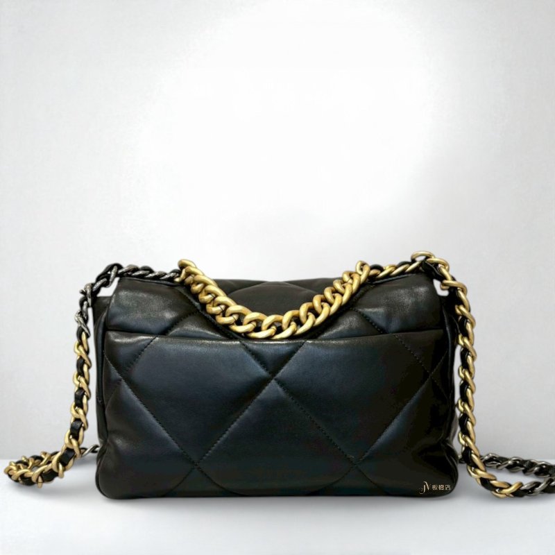 Chanel包包 黑金羊皮19系列小號手提斜背包AS1160-3