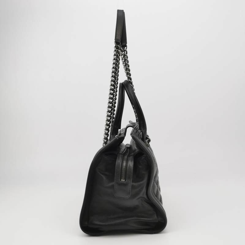 Chanel Boy Bag油蠟皮純色菱格絎縫方形雙C鎖扣單肩包-2