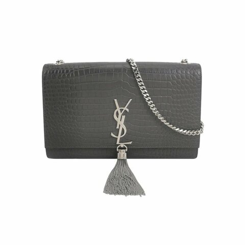 Saint Laurent Kate凱特包中號牛皮純色鱷魚紋流蘇YSL標誌單肩包