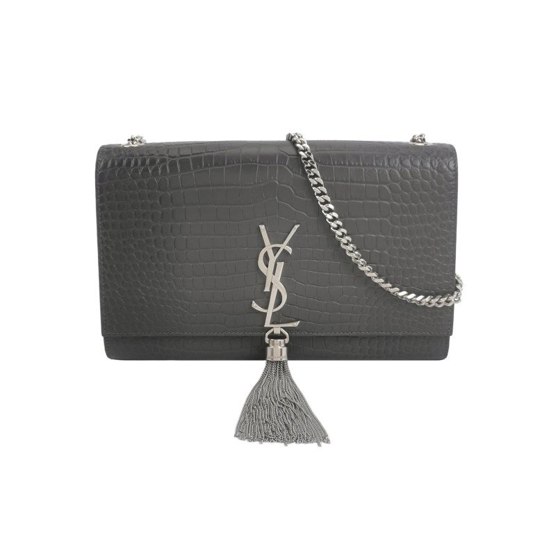 Saint Laurent Kate凱特包中號牛皮純色鱷魚紋流蘇YSL標誌單肩包-0