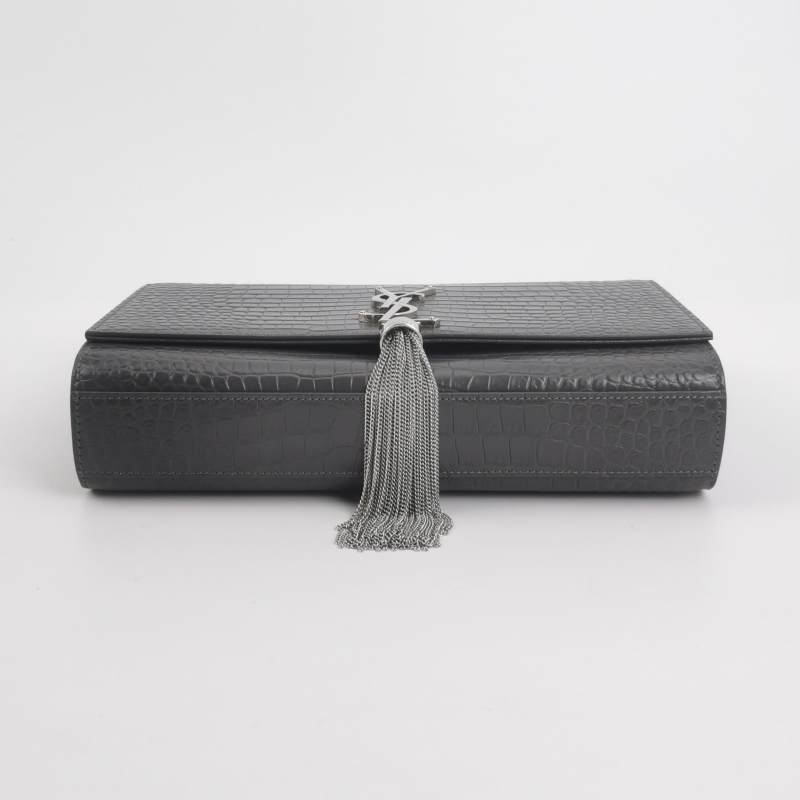 Saint Laurent Kate凱特包中號牛皮純色鱷魚紋流蘇YSL標誌單肩包-5
