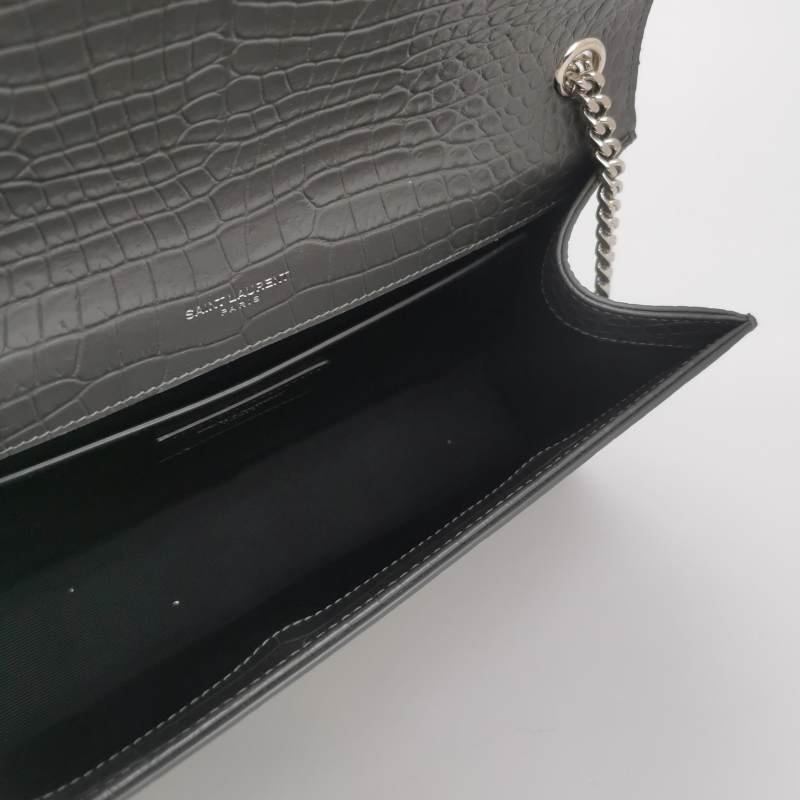 Saint Laurent Kate凱特包中號牛皮純色鱷魚紋流蘇YSL標誌單肩包-6