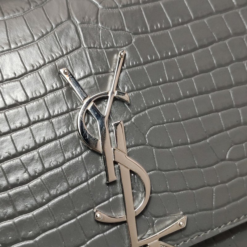 Saint Laurent Kate凱特包中號牛皮純色鱷魚紋流蘇YSL標誌單肩包-11