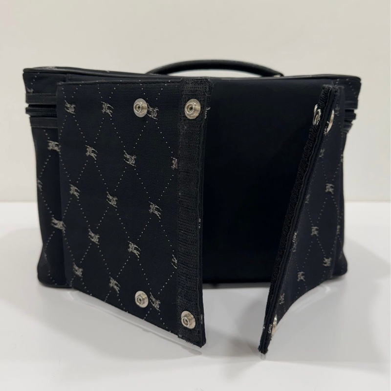 BURBERRY 藍標 滿版戰馬旅行箱用輔助手提箱 化妝箱 黑-6