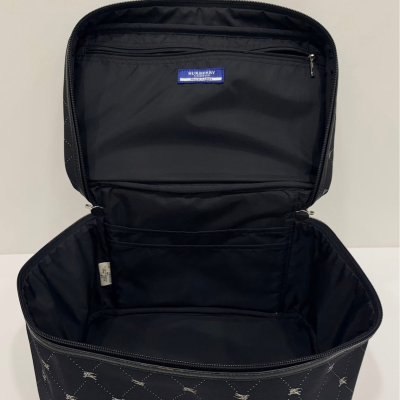 BURBERRY 藍標 滿版戰馬旅行箱用輔助手提箱 化妝箱 黑-8