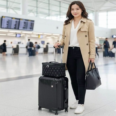 BURBERRY 藍標 滿版戰馬旅行箱用輔助手提箱 化妝箱 黑