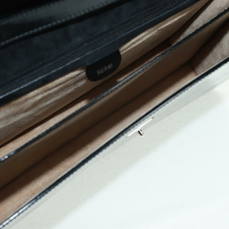 【日本直送】GUCCI 竹節手提包 琺瑯 兩用 黑色 金色 015 1046 3304 Auth bs32052-10