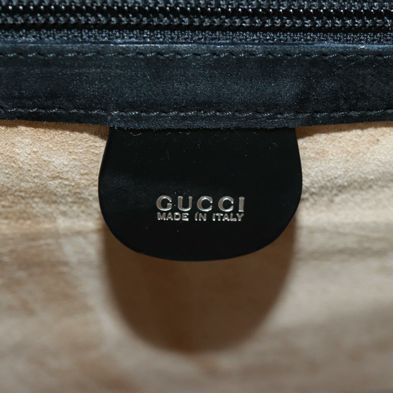 【日本直送】GUCCI 竹節手提包 琺瑯 兩用 黑色 金色 015 1046 3304 Auth bs32052-23