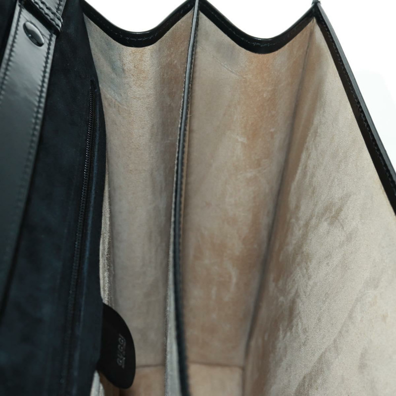 【日本直送】GUCCI 竹節手提包 琺瑯 兩用 黑色 金色 015 1046 3304 Auth bs32052-24