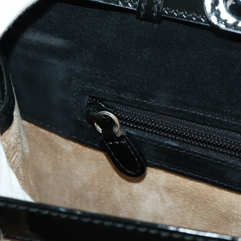 【日本直送】GUCCI 竹節手提包 琺瑯 兩用 黑色 金色 015 1046 3304 Auth bs32052-26