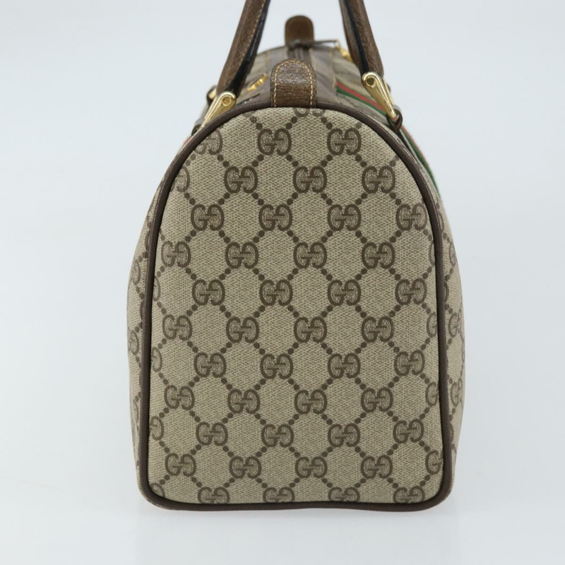 【日本直送】GUCCI GG Supreme Web Sherry Line 波士頓包 PVC 米色 金色 378 02 07 正品 159211-3
