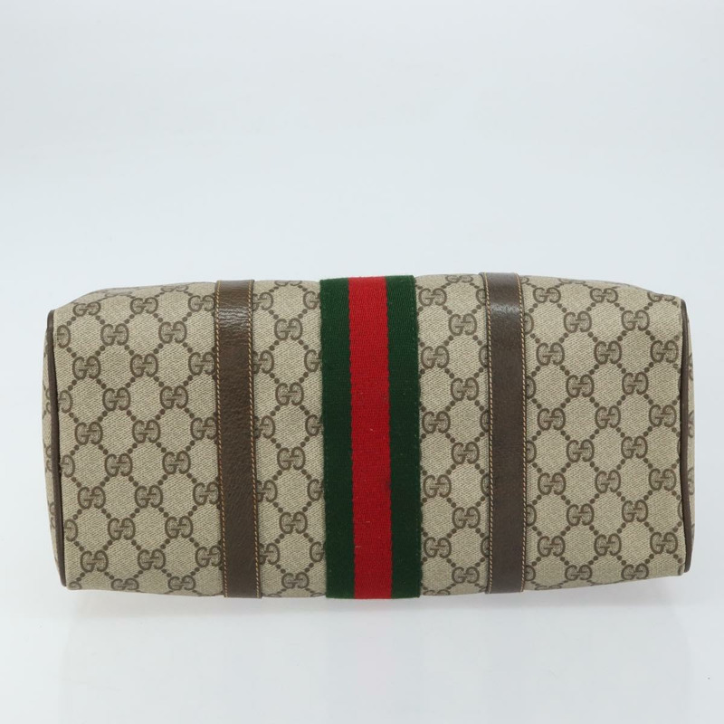 【日本直送】GUCCI GG Supreme Web Sherry Line 波士頓包 PVC 米色 金色 378 02 07 正品 159211-4