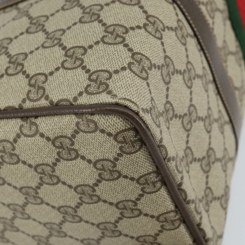 【日本直送】GUCCI GG Supreme Web Sherry Line 波士頓包 PVC 米色 金色 378 02 07 正品 159211-15