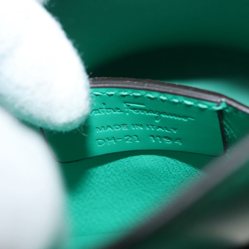 【日本直送】Salvatore Ferragamo Gancini trifolio 手提包 皮革 綠金 正品 am10228V-11