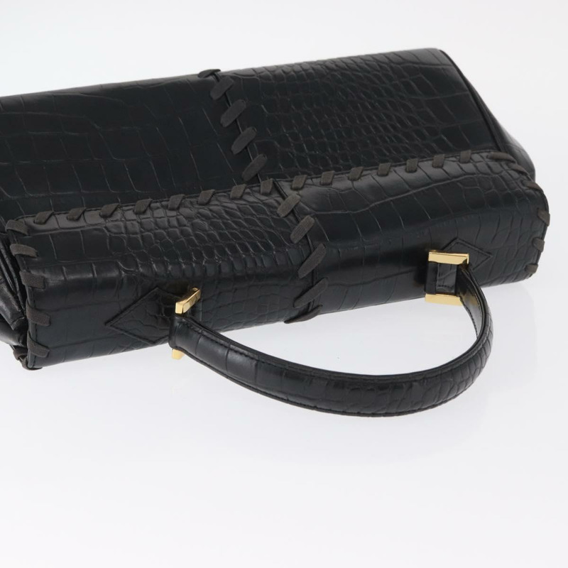 【日本直送】SAINT LAURENT 手提包 皮革 黑色 金色 正品 am10352V-5