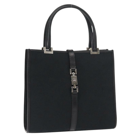 GUCCI GG帆布Jackie手提包 皮革 黑色 銀色 002 1065 正品 am10167V