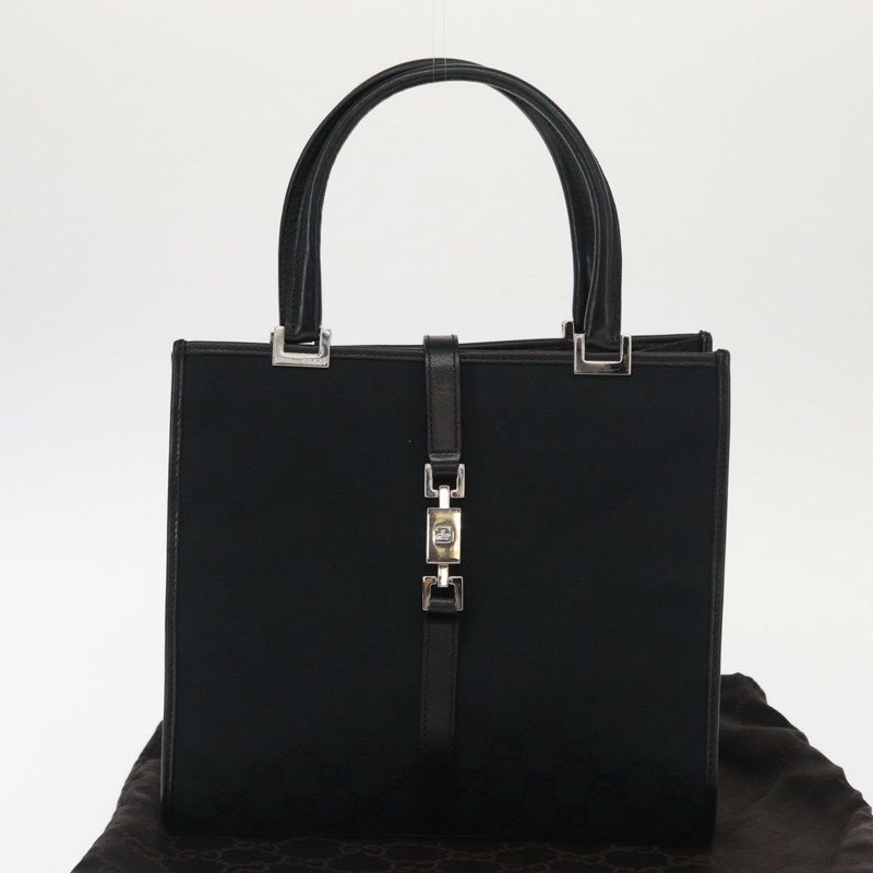 【日本直送】GUCCI GG帆布Jackie手提包 皮革 黑色 銀色 002 1065 正品 am10167V-11