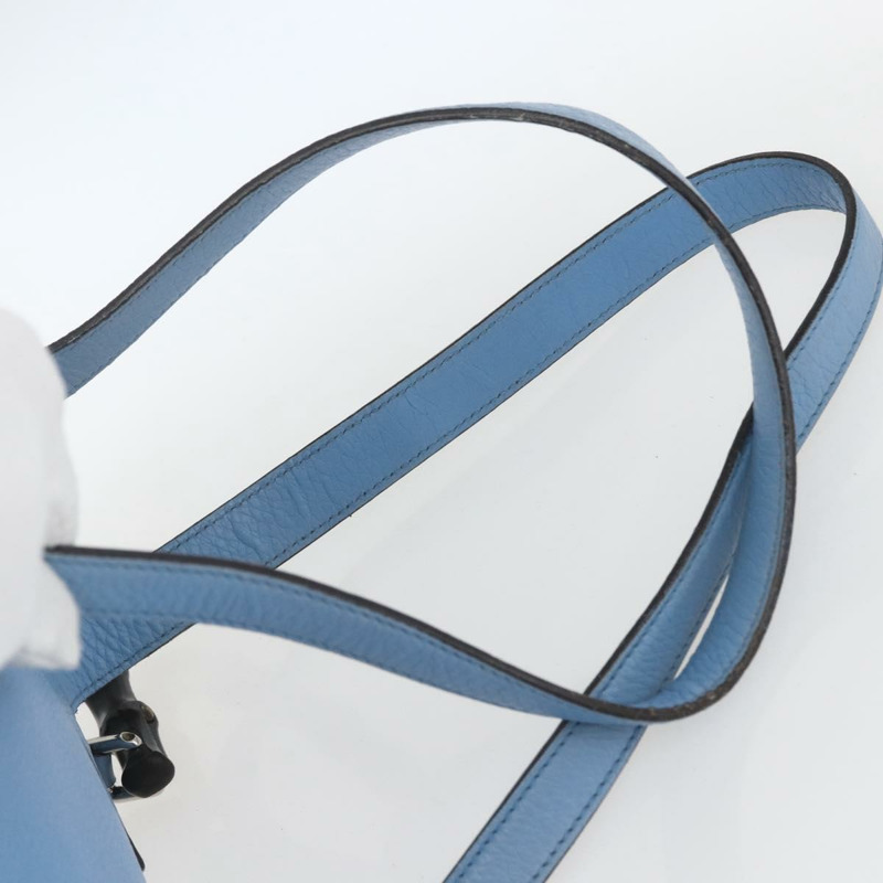 【日本直送】GUCCI 竹節雙肩包 皮革 淺藍色 銀色 370833 正品 BA9273V-13