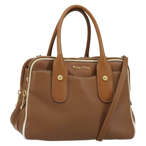 Miu Miu 手提包 真皮 兩用 棕色 金色 正品 161740V