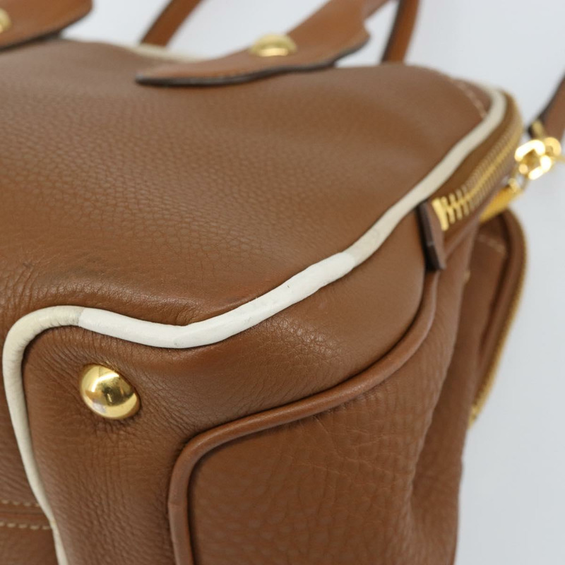 【日本直送】Miu Miu 手提包 真皮 兩用 棕色 金色 正品 161740V-8