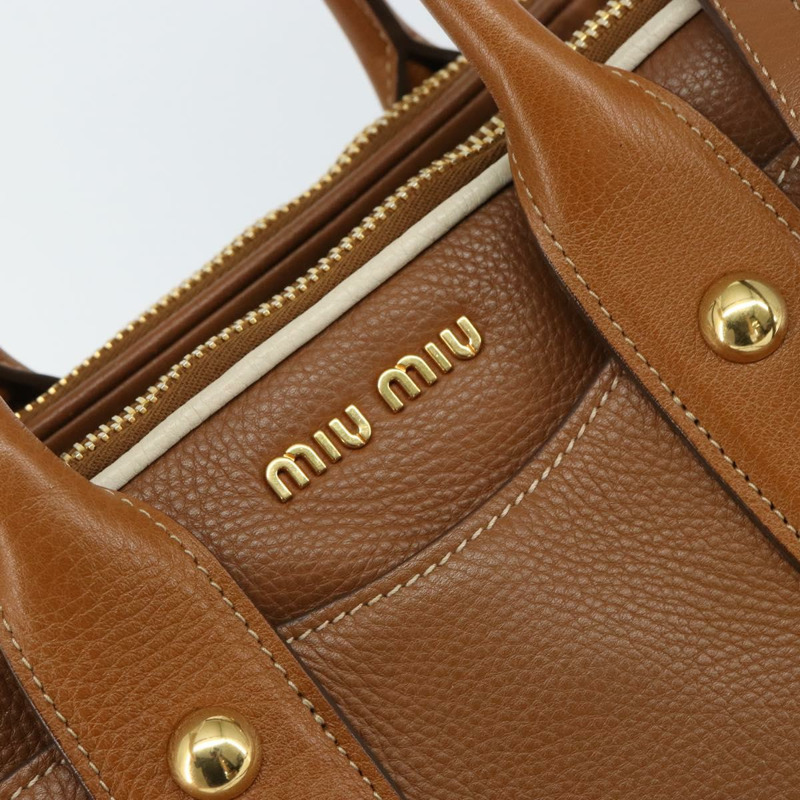 【日本直送】Miu Miu 手提包 真皮 兩用 棕色 金色 正品 161740V-18