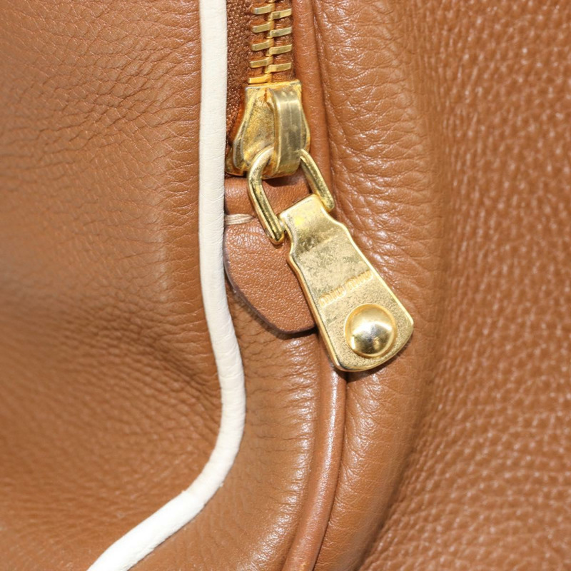 【日本直送】Miu Miu 手提包 真皮 兩用 棕色 金色 正品 161740V-24
