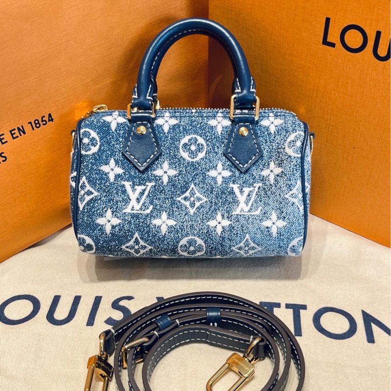 LV單寧丹寧牛仔speedynano spnano枕頭包-0