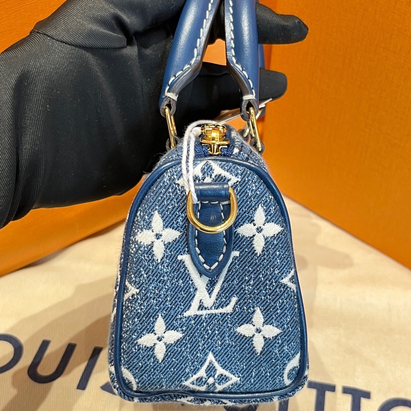 LV單寧丹寧牛仔speedynano spnano枕頭包-3