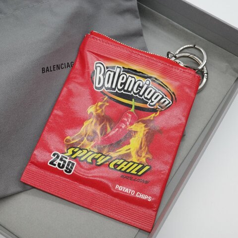 Balenciaga 巴黎世家  25SS 牛皮 真皮薯片 奇多 零钱包 起司 紅色  錢包