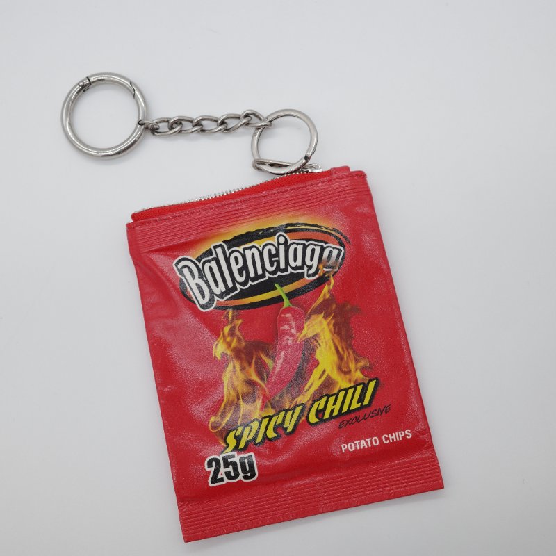 Balenciaga 巴黎世家 25SS 牛皮 真皮薯片 奇多 零钱包 起司 紅色 錢包-1