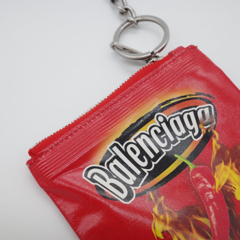 Balenciaga 巴黎世家 25SS 牛皮 真皮薯片 奇多 零钱包 起司 紅色 錢包-4