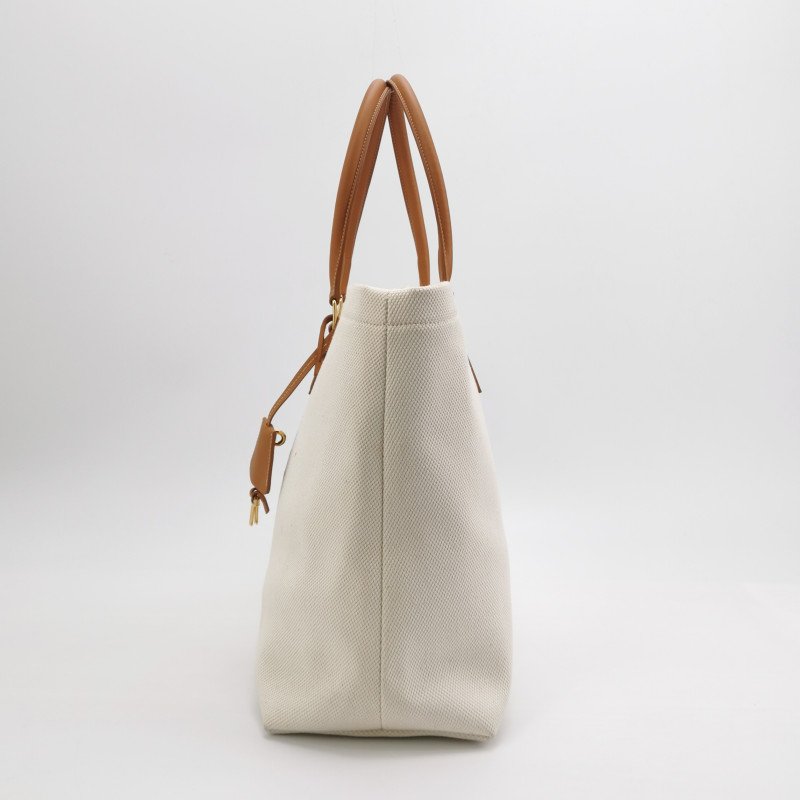 Celine Cabas牛皮帆布拼色印刷Logo單肩包-2