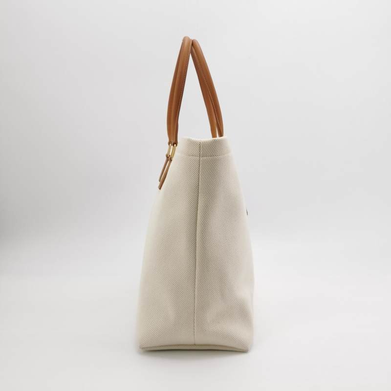 Celine Cabas牛皮帆布拼色印刷Logo單肩包-3