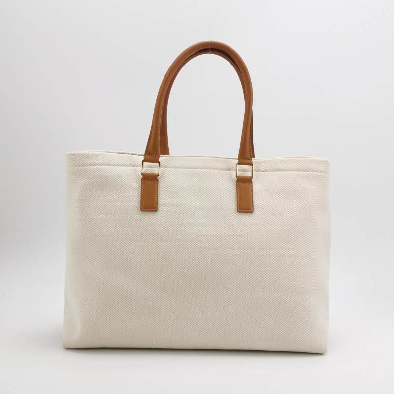 Celine Cabas牛皮帆布拼色印刷Logo單肩包-4