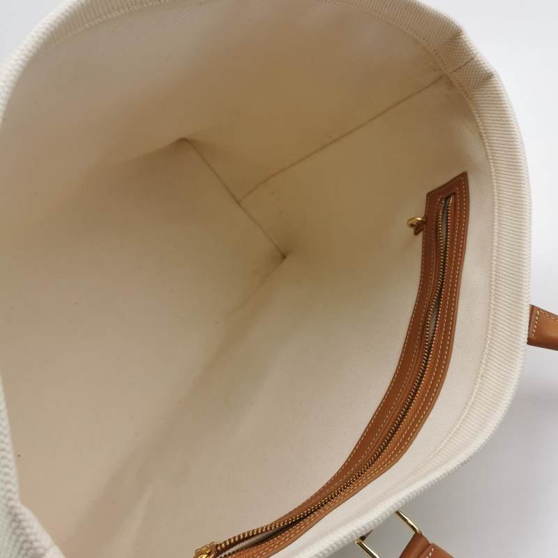 Celine Cabas牛皮帆布拼色印刷Logo單肩包-6