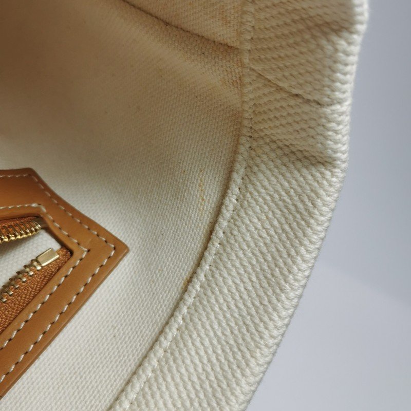 Celine Cabas牛皮帆布拼色印刷Logo單肩包-8