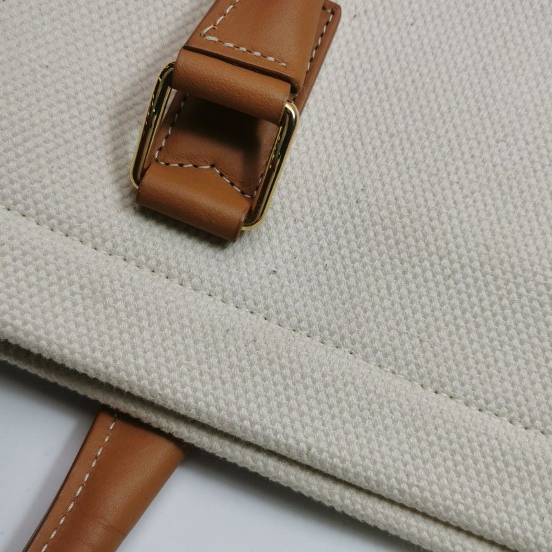 Celine Cabas牛皮帆布拼色印刷Logo單肩包-15