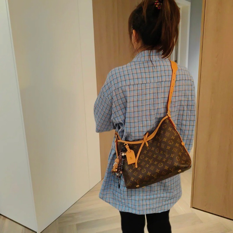 LV 小號老花carryall托特包芯片款 29×24×12 98新配件盒塵袋-0