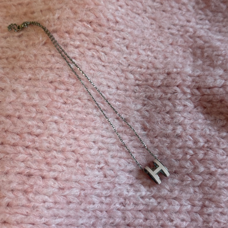 HERMES MINI POP經典圓錐H項鍊(粉/銀)-4