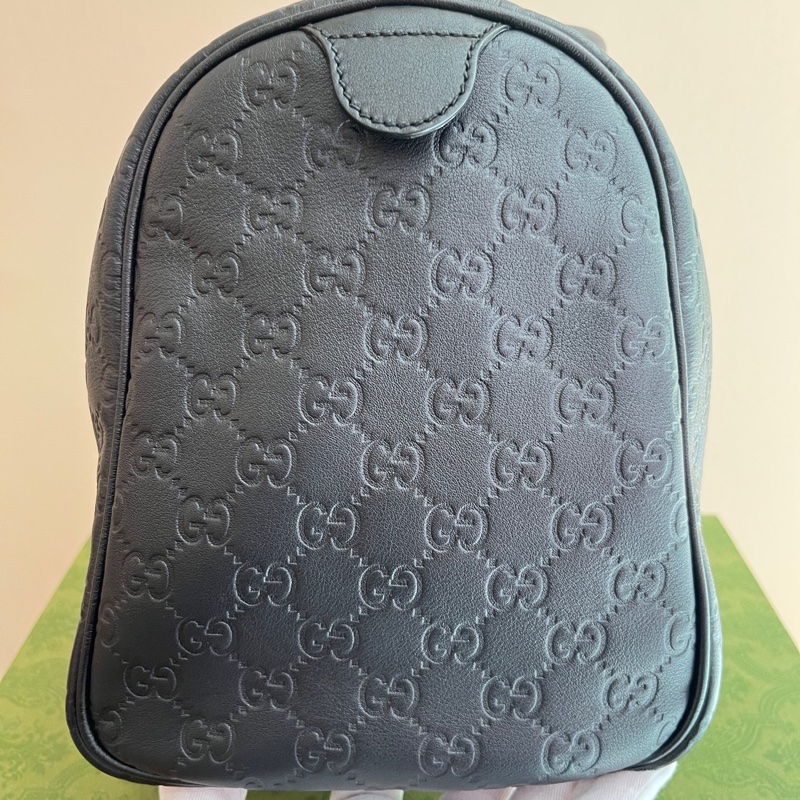 Gucci 古馳黑色壓紋波士頓手提包 無肩帶  約34*20*25 自配個寬肩帶超級好用-4