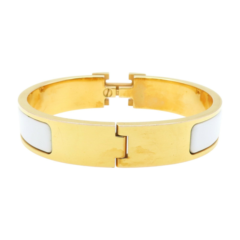 白色琺瑯 金色鍍金 Clic H手環【HERMES 愛馬仕】 H700001F-1