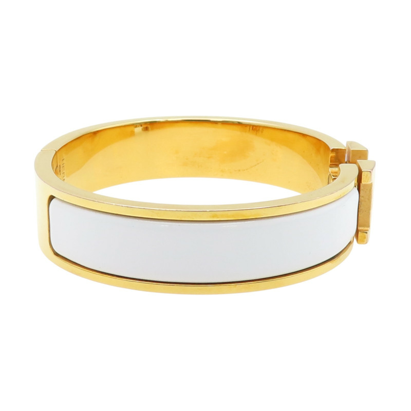 白色琺瑯 金色鍍金 Clic H手環【HERMES 愛馬仕】 H700001F-3