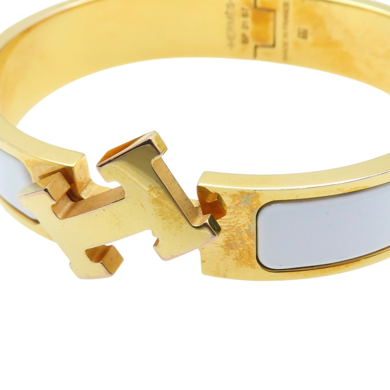 白色琺瑯 金色鍍金 Clic H手環【HERMES 愛馬仕】 H700001F-4
