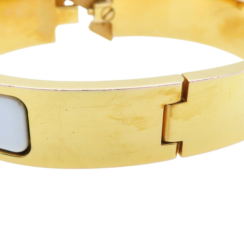 白色琺瑯 金色鍍金 Clic H手環【HERMES 愛馬仕】 H700001F-7