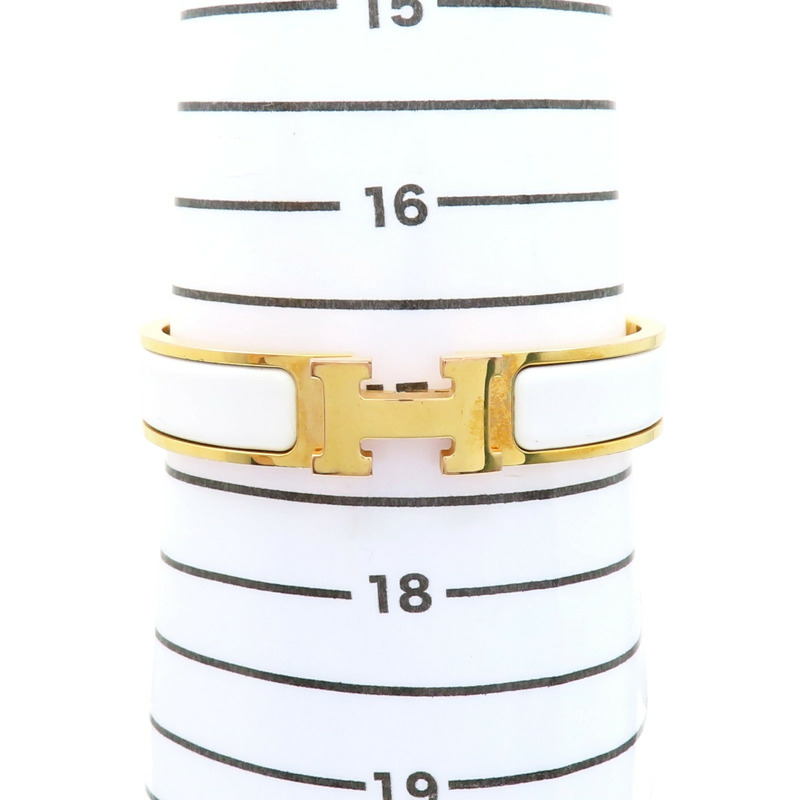 白色琺瑯 金色鍍金 Clic H手環【HERMES 愛馬仕】 H700001F-10