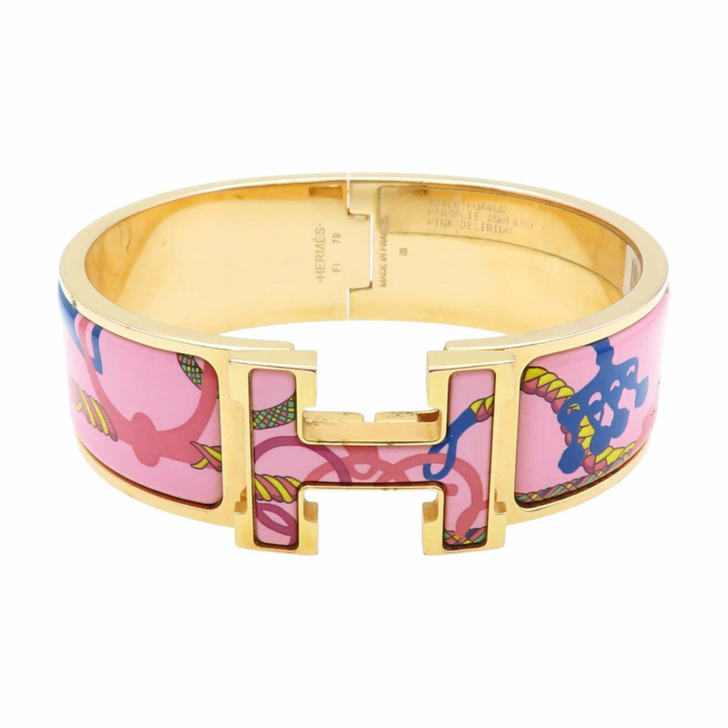粉色 印花琺瑯 金色鍍金 Clic Clac H手環【HERMES 愛馬仕】 H304001FOA4GM-0