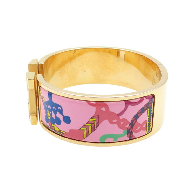 粉色 印花琺瑯 金色鍍金 Clic Clac H手環【HERMES 愛馬仕】 H304001FOA4GM-2