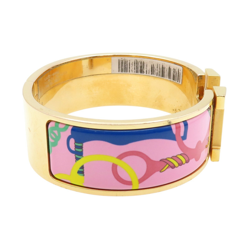 粉色 印花琺瑯 金色鍍金 Clic Clac H手環【HERMES 愛馬仕】 H304001FOA4GM-3