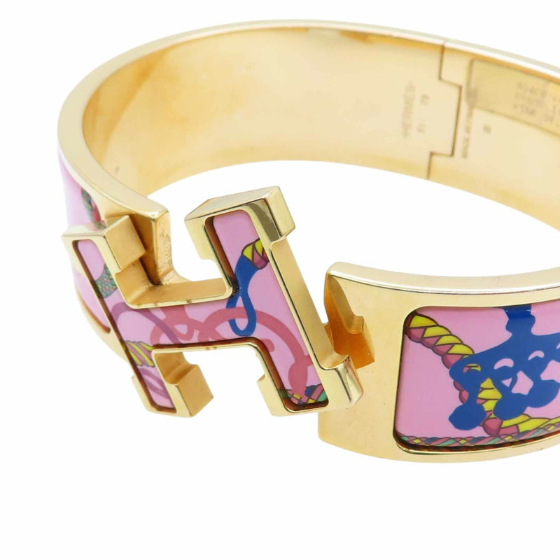 粉色 印花琺瑯 金色鍍金 Clic Clac H手環【HERMES 愛馬仕】 H304001FOA4GM-4